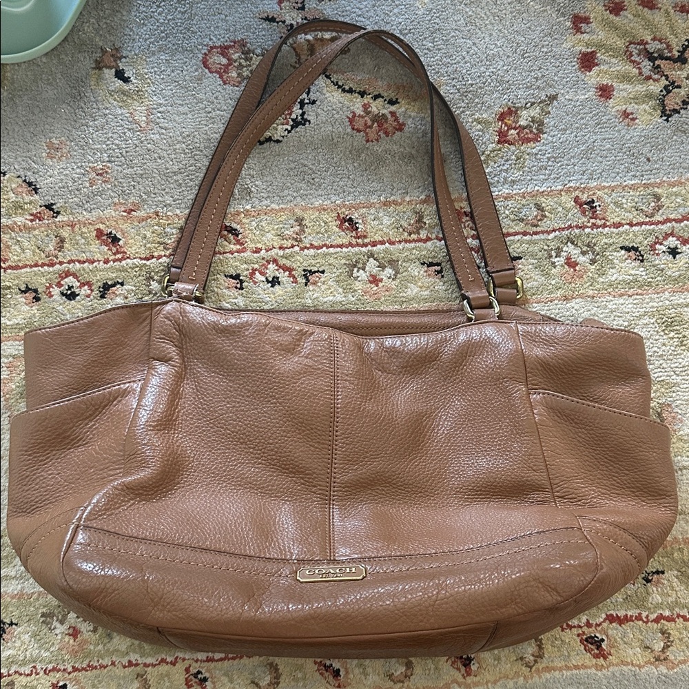 Coach Park Carrie British Tan Leather Tote Bag Rehab Project - Picture 1 of 13